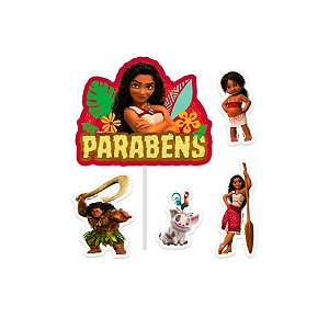 Decoração de Bolo - Cenário Moana 2 - 5 unidades - Disney Original - Rizzo
