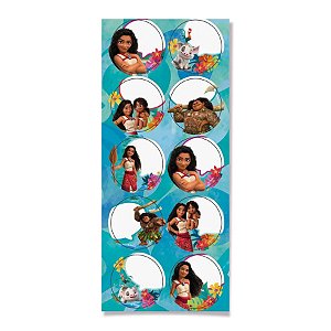 Adesivo Redondo - Moana 2 - 10 unidades - Disney Original - Rizzo