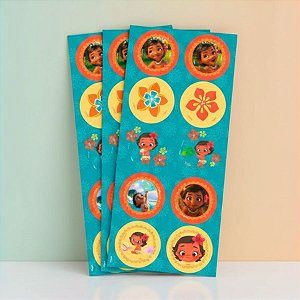 Adesivo Decorativo Redondo - Moana Baby - 30 unidades - Disney Original - Regina