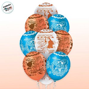 Balão Latex Premium - 12 Pol. - Moana - 10 unidades - Disney Original - Rizzo
