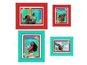 Quadro Decorativo Festa Moana - 4 Unidades - Disney Original -  Festas