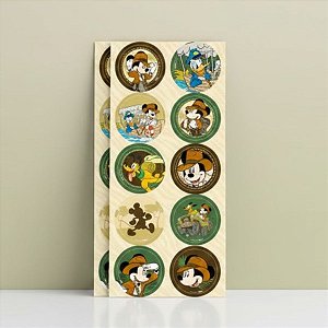 Adesivo Redondo - Mickey Safari - 30 unidades - Disney Original - Rizzo