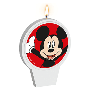 Vela Plana Adesivada Festa Mickey Mouse - 01 Unidade - Disney Original - Rizzo