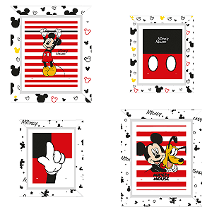 Quadro com Moldura de Papel Festa Mickey Mouse - 04 Unidades - Disney Original - Rizzo
