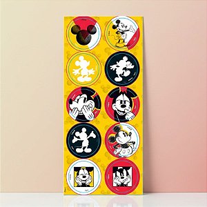 Adesivo Redondo Decorativo Festa Mickey Fãs - 30 unidades - Disney Original - Rizzo