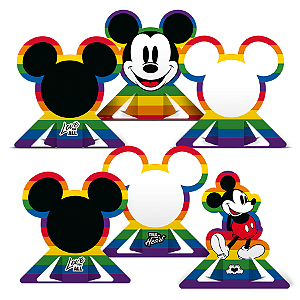 Decoração de Mesa Festa Mickey Arco-Íris - 06 unidades - Disney Original - Rizzo