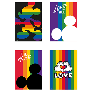 Cartaz Decorativo Festa Mickey Arco-Íris - 04 unidades - Disney Original - Rizzo