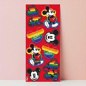 Adesivo Redondo Decorativo Festa Mickey Arco-Íris - 24 unidades - Disney Original - Rizzo