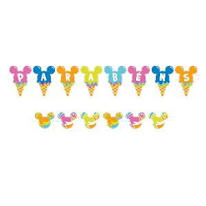 Faixa Parabéns Flamula Mickey Cores 01 Unidade - Disney Original - Rizzo