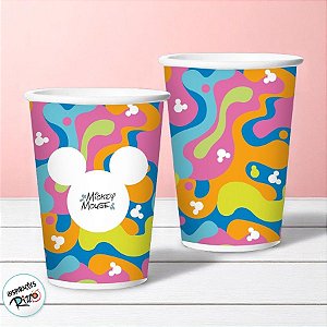 Copo Papel 180 Ml Mickey Cores - 12 Unidades - Disney Original - Rizzo