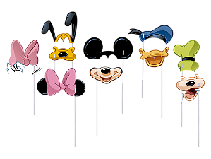 Máscara com Vareta Festa Mickey Mouse  - 6 unidades - Disney Original - Rizzo