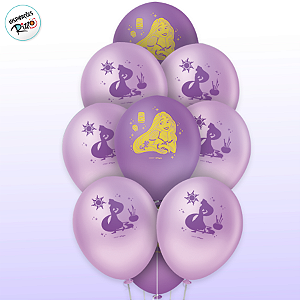 Balão de Festa Decorado  Rapunzel 9" - 25 unidades - Disney Original - Rizzo
