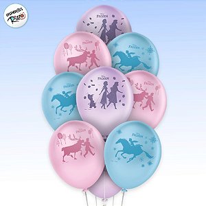 Balão Látex 9" - Festa Frozen 2 - 25 unidades - Disney Original - Rizzo