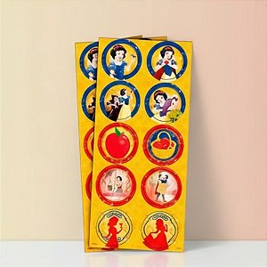 Adesivo Redondo - Branca de Neve Clássica - 30 unidades - Disney Original - Rizzo