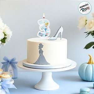 Vela - Cinderela N°3 - 8cm - 1 unidade - Disney Original - Rizzo