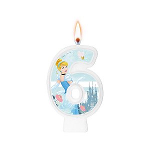 Vela - Cinderela N°6 - 9cm - 1 unidade - Disney Original  - Rizzo