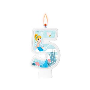 Vela - Cinderela N°5 - 9cm - 1 unidade - Disney Original  - Rizzo