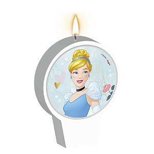 Vela Plana Adesivada Cinderela Clássica - 1 Un - Disney Original - Rizzo