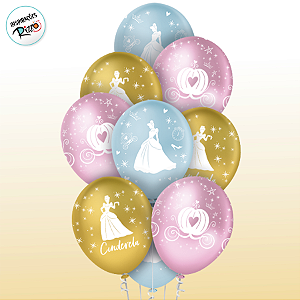 Balão Latex Cinderela Clássica - 10 Unidades - Disney Original - Rizzo
