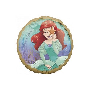 Balão Metalizado Redondo Ariel - 17'' (43cm) - 1 unidade - Disney Original - Rizzo