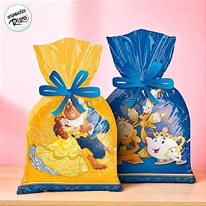 Sacola Plástica - Bela e A Fera - 12 unidades - Disney Original - Rizzo