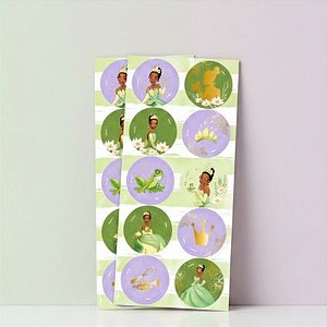 Adesivo Decorativo Redondo - Tiana - 30 unidades - Disney Original - Regina