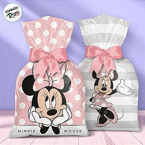 Sacola Plástica - Minnie Mouse Rosa   - 8 unidades - Disney Original - Rizzo