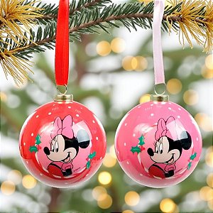 Bola de Natal  - Minnie - 10cm - 2 unidades - Disney Original - Rizzo