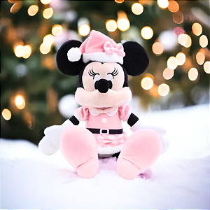 Pelúcia Minnie c/ Vestido de Bolinha e Gorro Rosa - 40 cm - 1 unidade - Disney Original - Rizzo