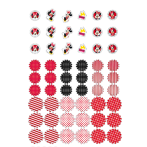Aplique Decorativo Festa Red Minnie Mouse - 54 Unidades - Disney Original - Rizzo