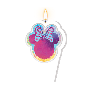 Vela Plana Adesivada Minnie Tie Dye - 01 Unidade - Disney Original - Rizzo Festas