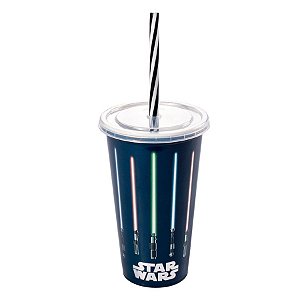 Copo com Tampa e Canudo - Star Wars Sabre de Luz - 500ml - 1 unidade - Disney Original - Rizzo