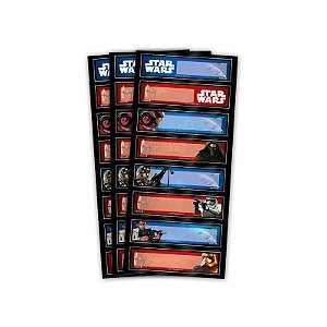Adesivo Retangular Festa Star Wars - 24 unidades - Disney Original - Rizzo Festas
