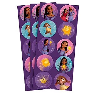 Adesivo Redondo - Wish - 3 unidades - Disney Original - Rizzo