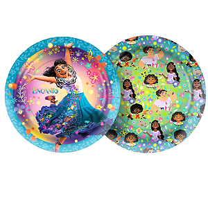 Prato Papel Redondo Encanto - 12 unidades - Disney Original - Rizzo