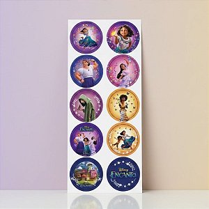 Adesivo Redondo Encanto - 3 cartelas - Disney Original - Rizzo