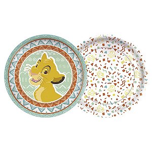 Prato Redondo Festa O Rei Leão - 12 Unidades - Disney Original - Rizzo