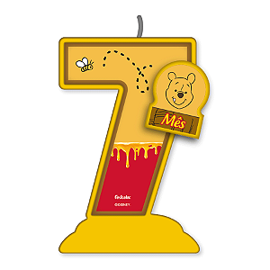 Vela Mesversário Festa Pooh e sua Turma - 7 mês - 01 Unidade - Disney Original - Rizzo