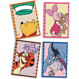 Quadro Decorativo Festa Festa Pooh e Sua Turma - 04 unidades - Disney Original - Rizzo