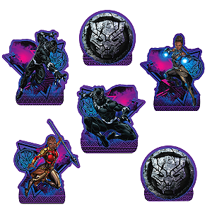 Kit Enfeite de Mesa Festa Pantera Negra - 6 PÇs - 1 UN - Disney Original - Rizzo