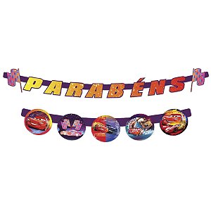 Faixa Decorativa - Parabéns Festa Disney Carros - 1 unidade - Disney Original - Rizzo