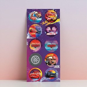 Adesivo Decorativo Redondo Carros Disney - 30 Adesivos - Disney Original - Regina
