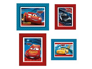 Quadrinho Decorativo c/ Moldura Festa Carros - 04 Unidades - Disney Original - Rizzo