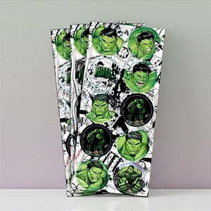 Adesivo Redondo - Hulk - 30 unidades - Disney Original - Rizzo