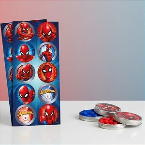 Adesivo Redondo Festa Homem Aranha - 30 unidades - Disney Original - Rizzo