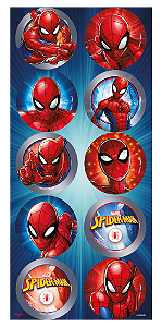 Adesivo Redondo Festa Homem Aranha - 30 unidades - Disney Original - Rizzo