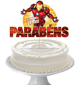 Decoração de Bolo Parabéns Festa Homem de Ferro - 01 unidade - Disney Original - Rizzo