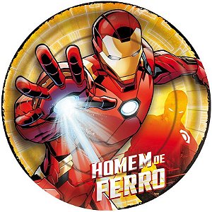 Prato de Papel Redondo Festa Homem de Ferro - 18cm - 12 unidades - Disney Original - Rizzo
