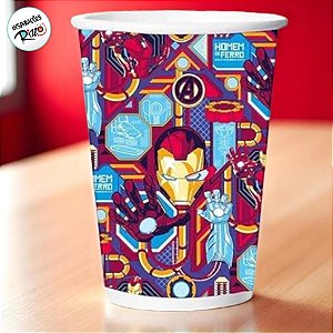 Copo de Papel Festa Homem de Ferro - 180ml - 12 unidades - Disney Original - Rizzo