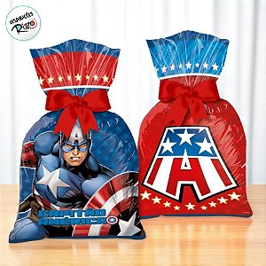 Sacola Plástica  Capitão America - 12 Unidades - Disney Original  - Rizzo